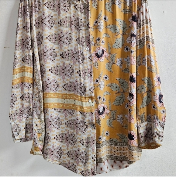 124 MNG MULTI PATTERN BUTTON DOEN SHIRT WOMEN'S SIZE 4 - Picture 5 of 7